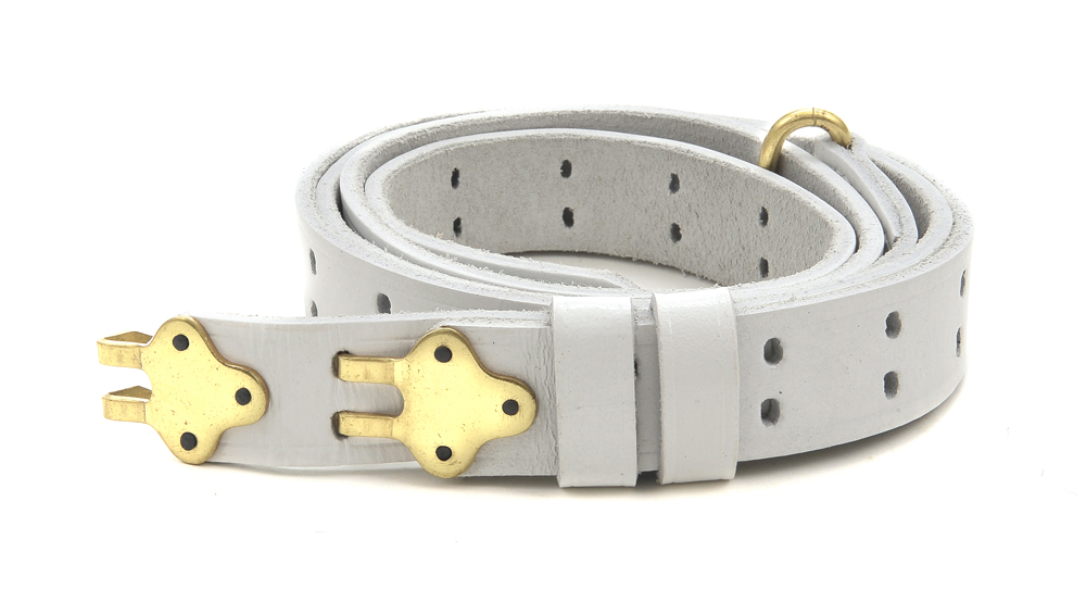 White Leather M1907 Military Rifle Sling-img-0