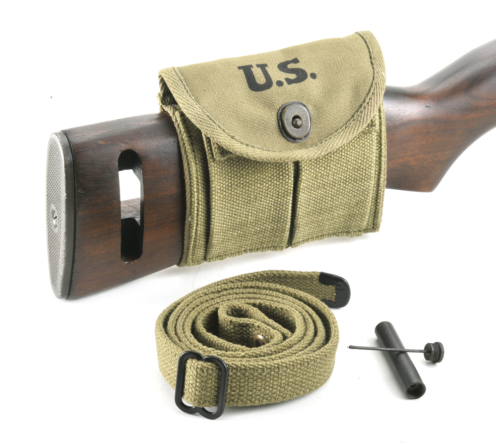 WW2 .30 M1 CARBINE SLING OILER BUTTSTOCK POUCH & FLEECE CASE Lt OD 1943-img-4