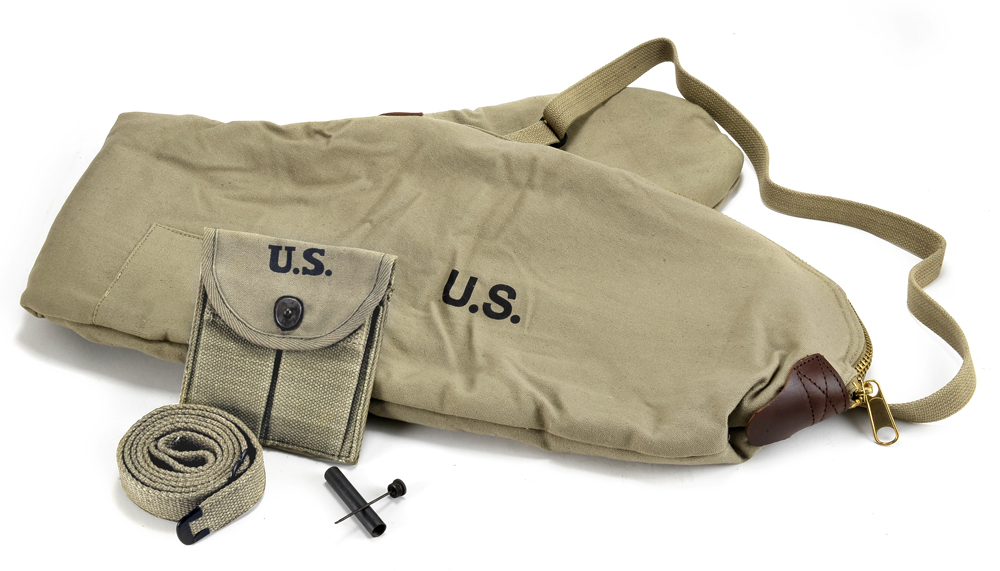 WW2 .30 M1 CARBINE SLING OILER BUTTSTOCK POUCH & FLEECE CASE Lt OD 1943-img-0