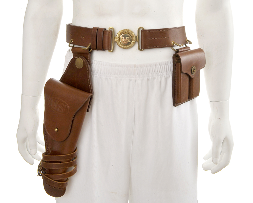 US Officers Leather Belt Set with M1912 Colt Holster and Mag Pouch-img-0