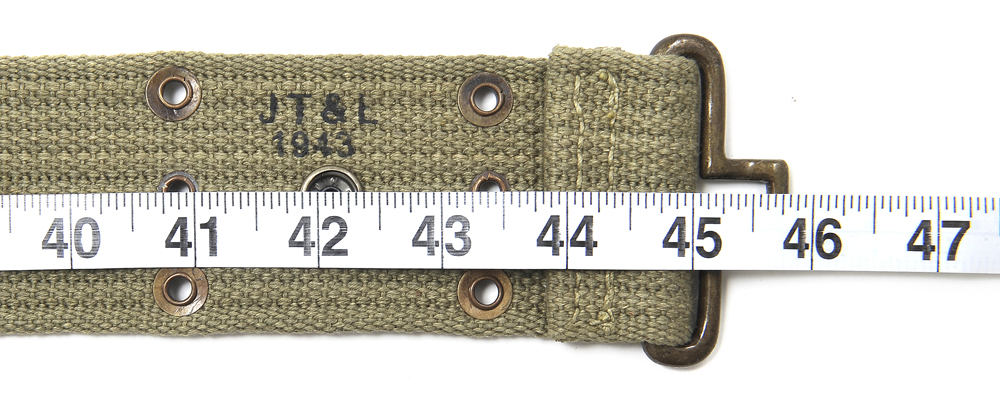 WW2 U.S. M1936 Pistol Belt LT OD marked JT&L® 1943 will fit up to 45" waist-img-5