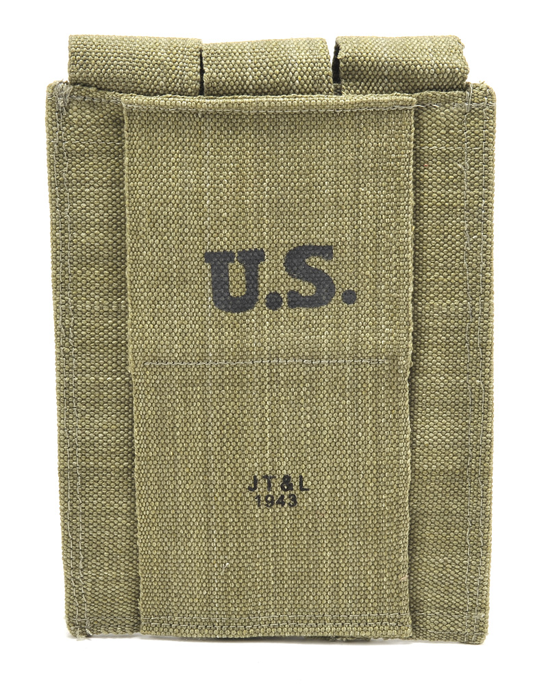US WW2 Thompson 3 Cell Magazine Pouch Marked JT&L® 1943-img-4