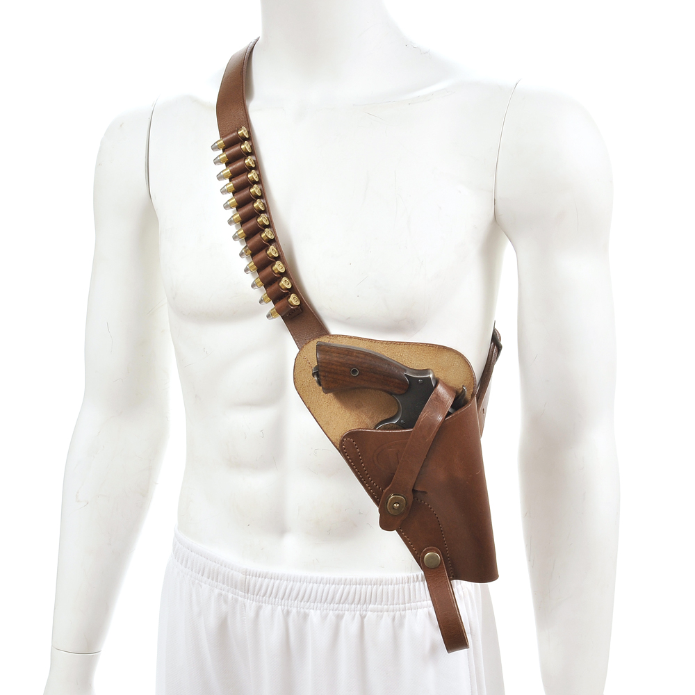 US Victory Revolver Shoulder Holster Brown Leather With Loops-img-0