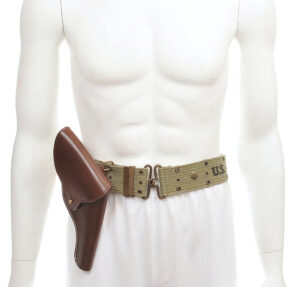 US Smith & Wesson Victory Model Revolver Holster Brown Full Flap with Lt. OD US Pistol Belt