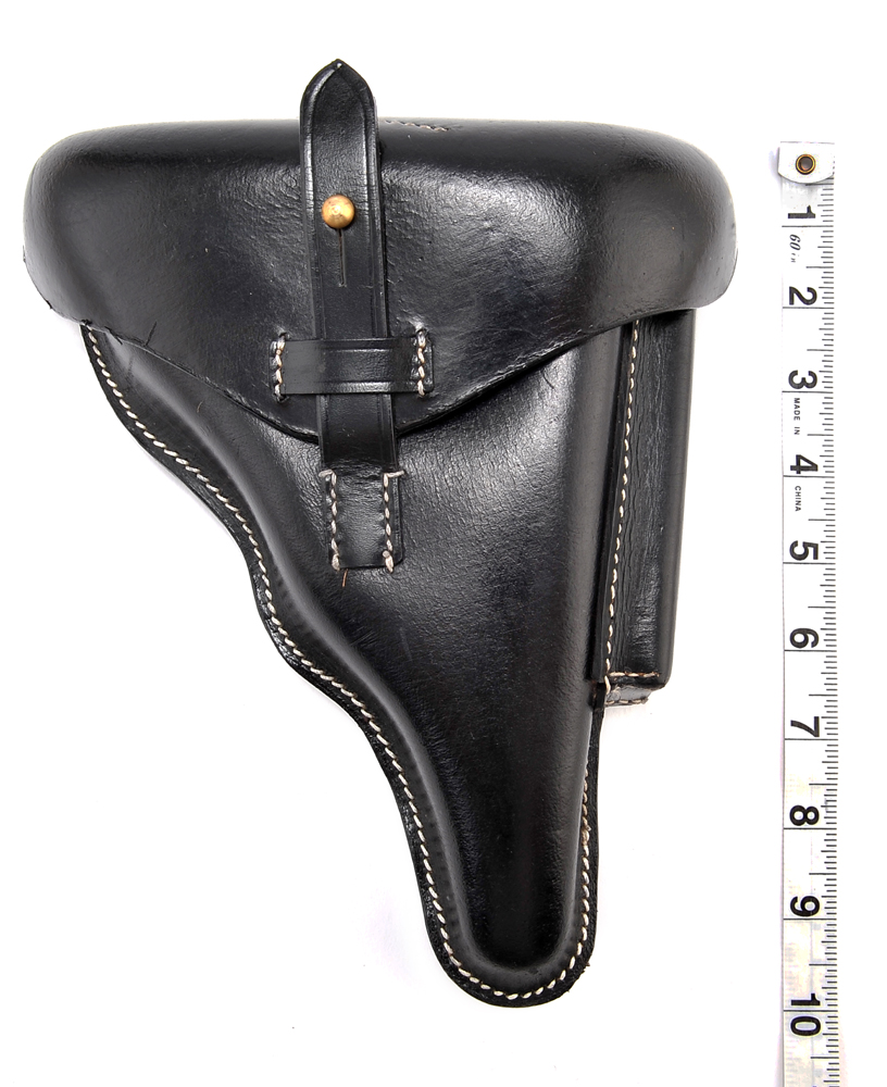 GERMAN WW2 P08 LUGER HOLSTER Black Leather Marked A. Fischer Berlin 1939-img-7