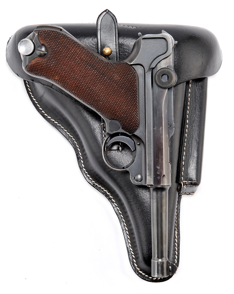 GERMAN WW2 P08 LUGER HOLSTER Black Leather Marked A. Fischer Berlin 1939-img-6