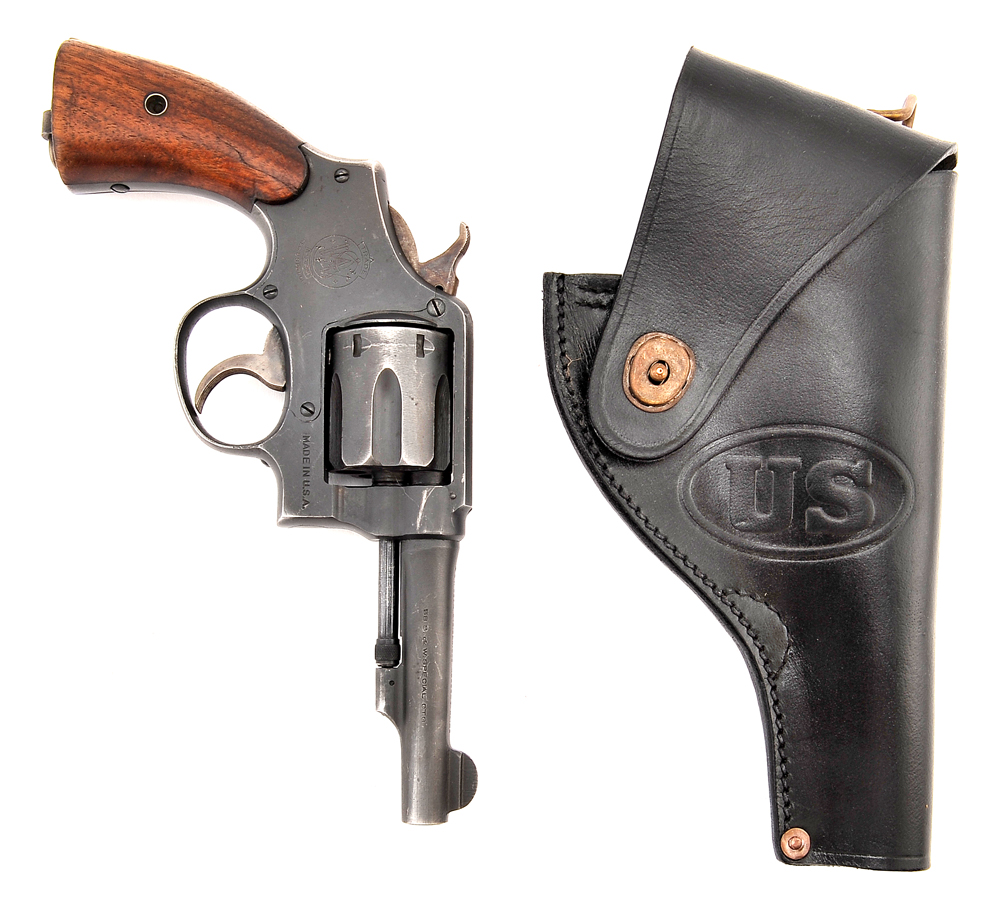 US Smith & Wesson Victory Model Revolver Holster in Black Leather-img-7