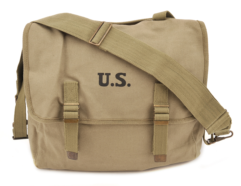 World War Supply US WW2 M1936 Musette Bag with Shoulder Strap Lt OD Marked  JT&L 1943 Shoulder Bag Messenger Bag