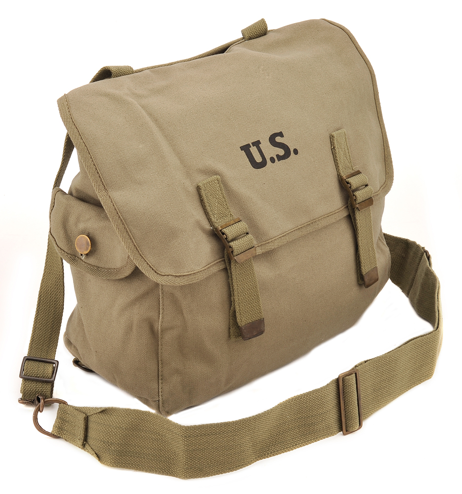 U.S. WW2 M1936 Musette Bag with Shoulder strap Dark OD marked JT&L