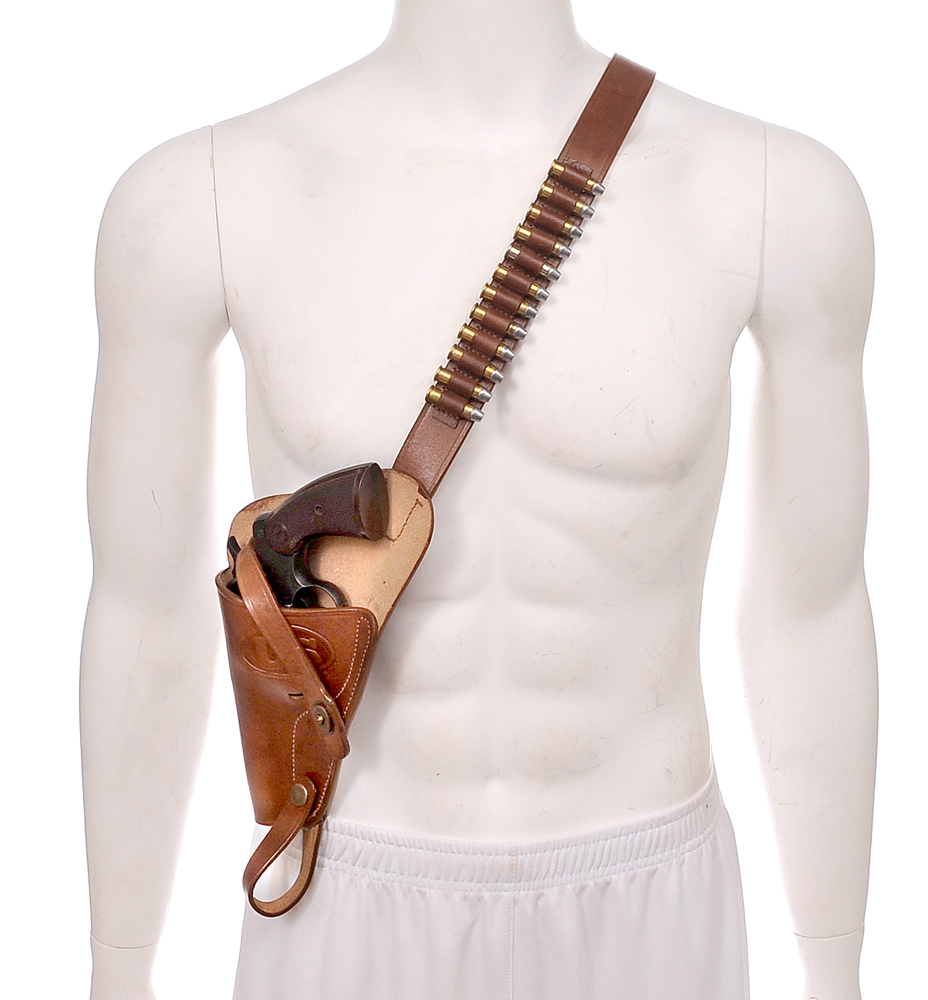 US M3 Victory Revolver Shoulder Holster Brown Leather with Shell loops LEFT-img-0