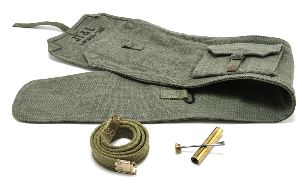 British Enfield Sling, Brass Oiler and OD Canvas Carry Case-img-0