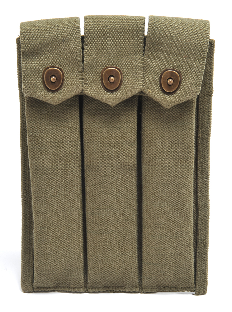 US WW2 Thompson 3 Cell Magazine Pouch Marked JT&L® 1944-img-0