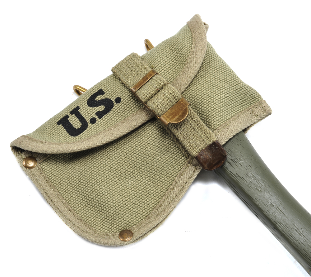 US WW2 Military Hatchet Axe Cover Lt OD marked JT&L 1943-img-0