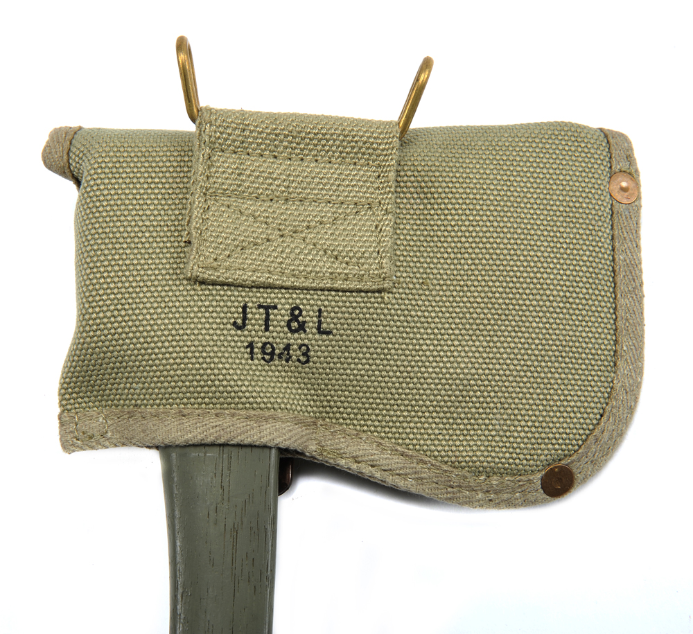 US WW2 Military Hatchet Axe Cover Lt OD marked JT&L 1943-img-2