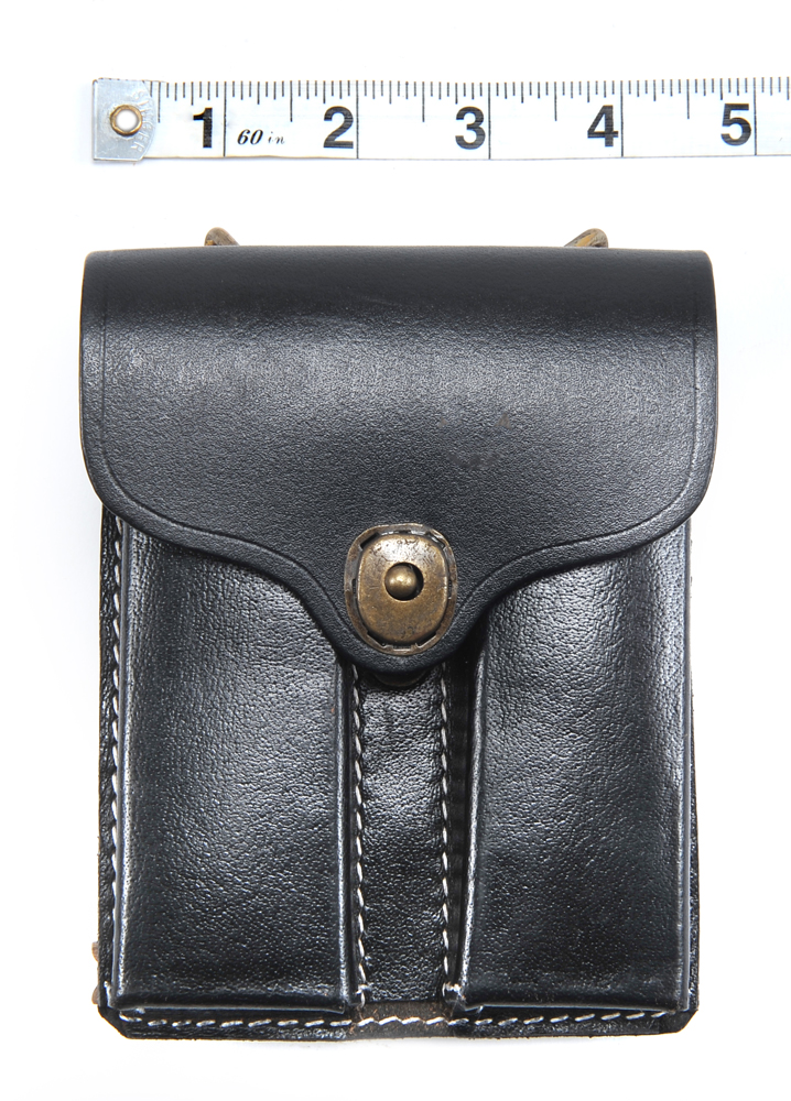 Black Leather .45 Double Magazine Pouch With Belt Hanger-img-7