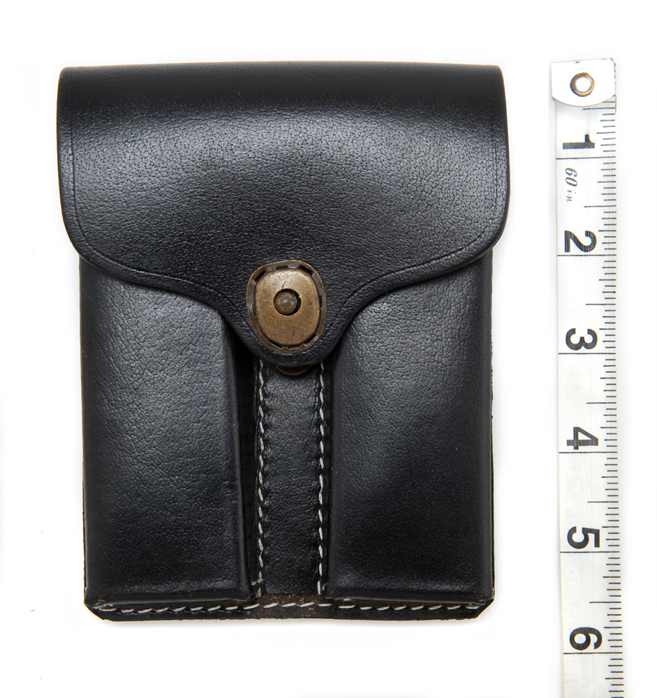 BLACK LEATHER .45 DOUBLE MAGAZINE POUCH WITHOUT HANGER-img-2