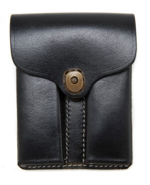 BLACK LEATHER .45 DOUBLE MAGAZINE POUCH WITHOUT HANGER