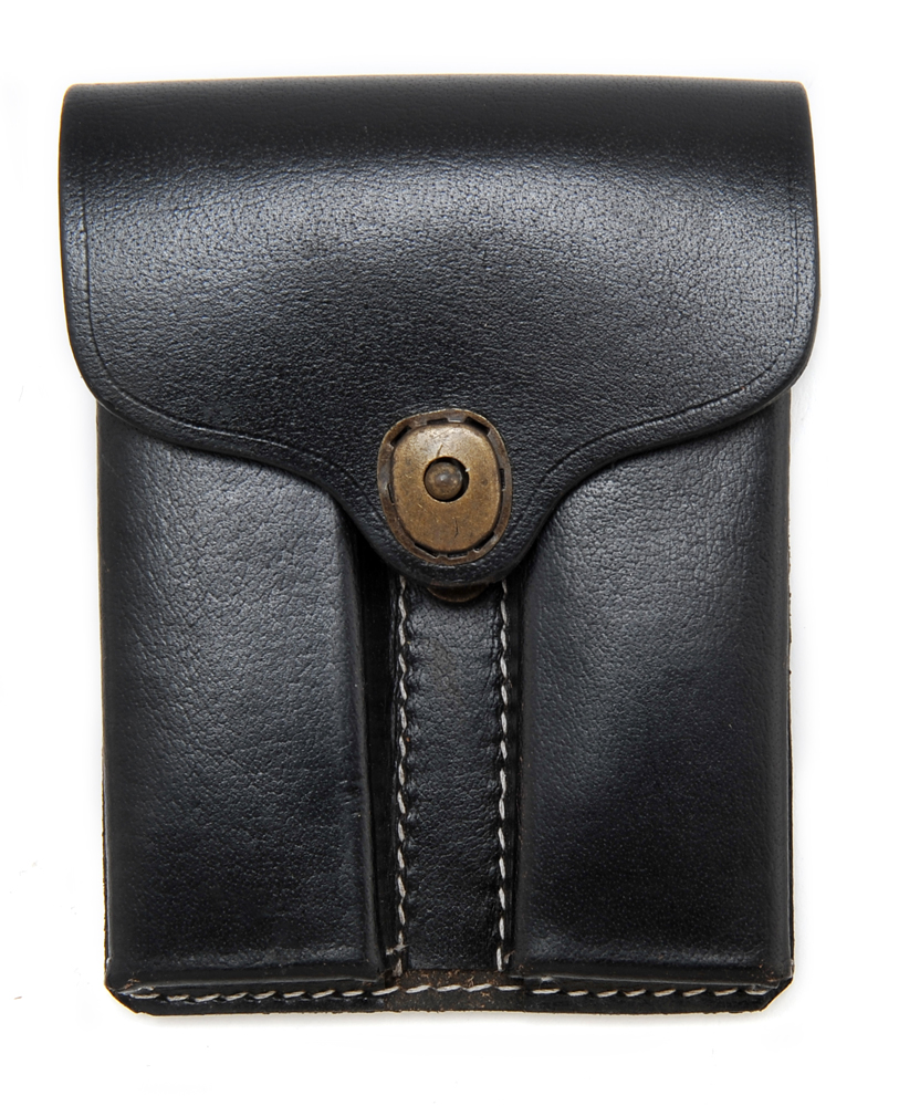 BLACK LEATHER .45 DOUBLE MAGAZINE POUCH WITHOUT HANGER-img-0