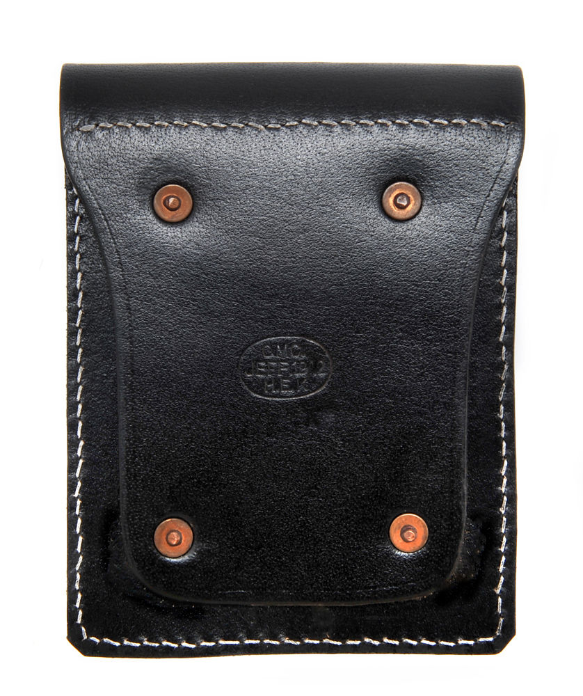BLACK LEATHER .45 DOUBLE MAGAZINE POUCH WITHOUT HANGER-img-1