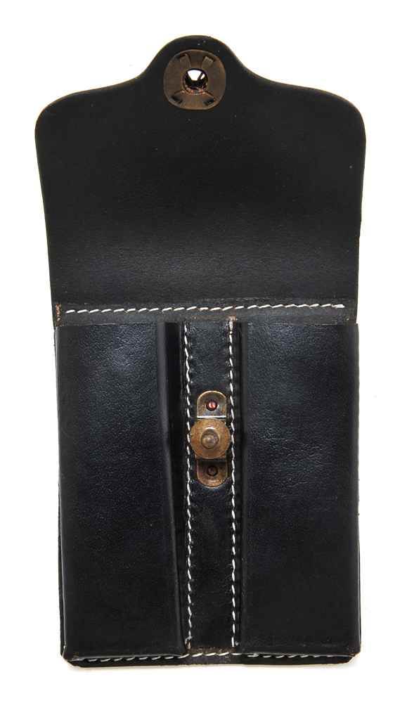 BLACK LEATHER .45 DOUBLE MAGAZINE POUCH WITHOUT HANGER-img-5