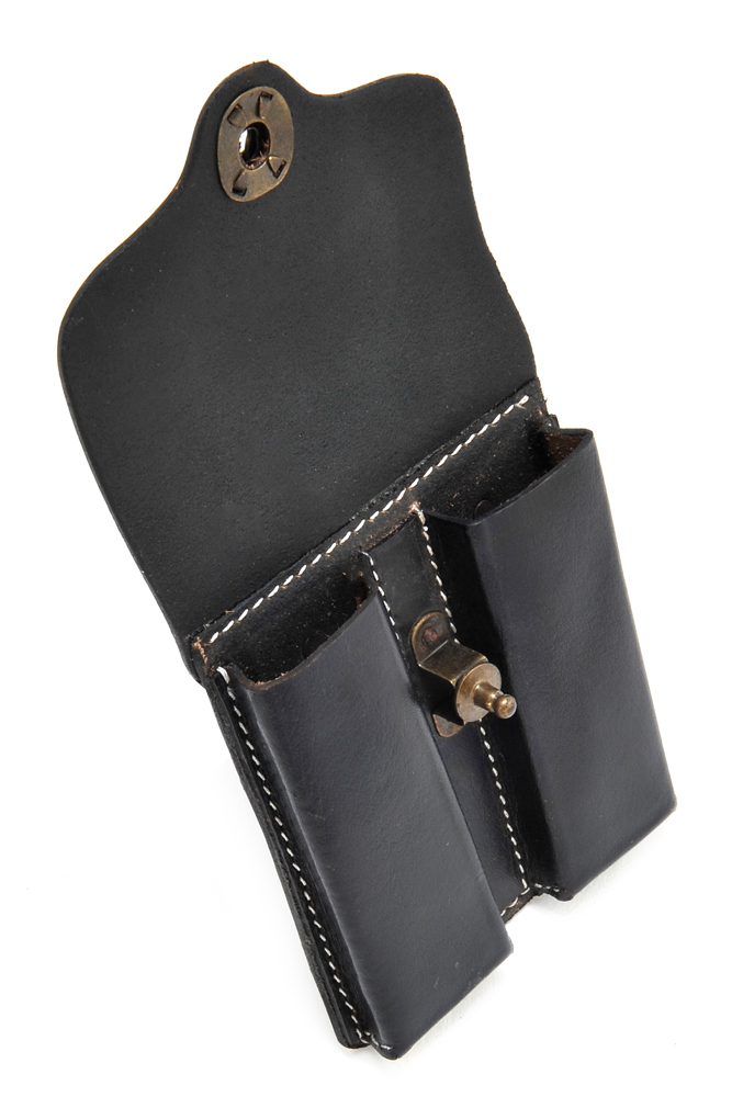 BLACK LEATHER .45 DOUBLE MAGAZINE POUCH WITHOUT HANGER-img-6