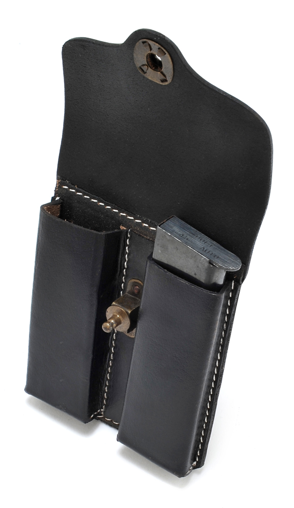 BLACK LEATHER .45 DOUBLE MAGAZINE POUCH WITHOUT HANGER-img-7