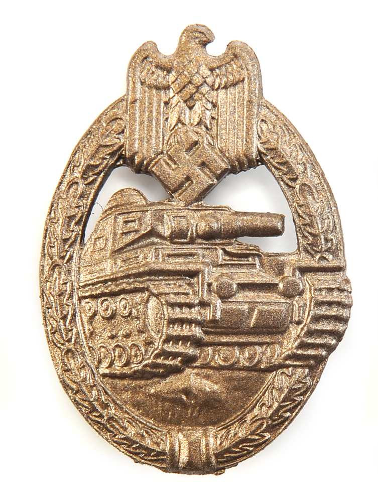 German WW2 Panzer Tank Assault Badge in Bronze finish-img-0