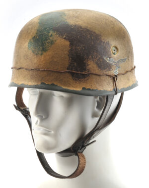 GERMAN WW2 PARATROOPER M38 FALLSCHIRMJAGER HELMET Green Tan Brown Camouflage with texture wire and Decal