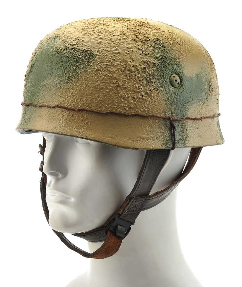 German WW2 Paratrooper M38 Fallschirmjäger Helmet Green Tan Cammo-img-0