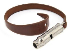 US WW1 Trench Whistle with leather attaching strap