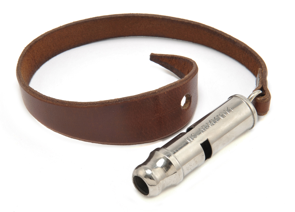 US WW1 Trench Whistle with Leather Attaching Strap-img-0