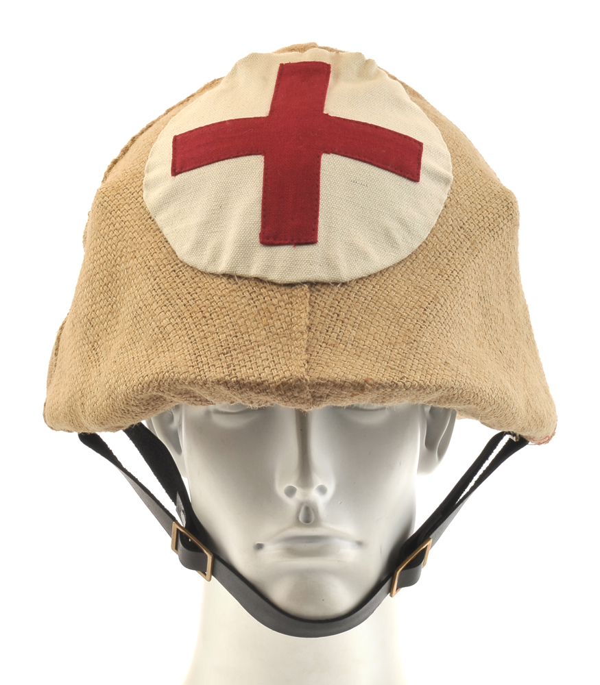 Jute Cover with Medic Cross for German WW1 M1916 M16 Stahlhelm Helmet-img-4