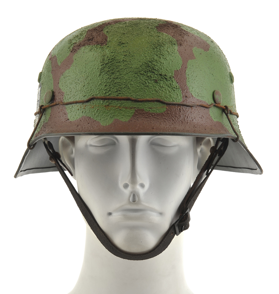 German WW2 SS M35 Steel Helmet Green Brown Camouflage with Wire and Decal-img-7