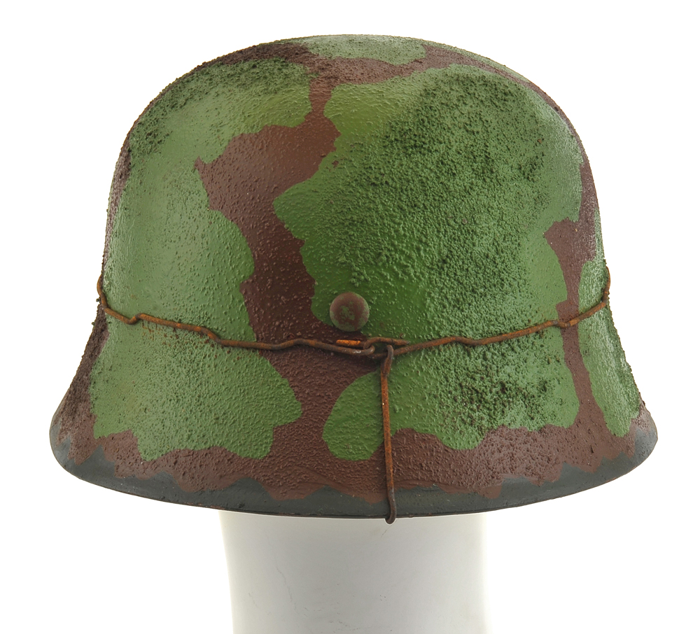 German WW2 SS M35 Steel Helmet Green Brown Camouflage with Wire and Decal-img-5