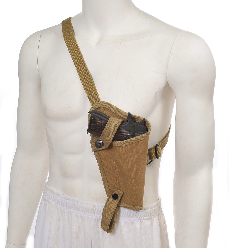 US WW2 M3 Khaki Canvas Colt 1911 .45 Tanker Shoulder Holster-img-0