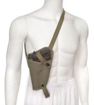 US WW2 M3 OD Canvas Colt 1911 .45 Tanker Shoulder Holster Marked JT&L Left Hand Version