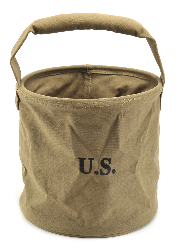 US WW2 Military Collapsible Canvas Water Bucket-img-0