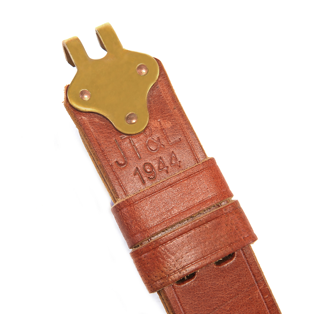 M1907 LEATHER RIFLE SLING Dated 1944 Brass Premium Drum Dyed Leather-img-1
