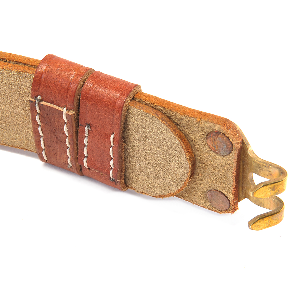 M1907 LEATHER RIFLE SLING Dated 1944 Brass Premium Drum Dyed Leather-img-4
