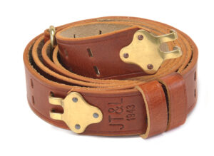 M1907 LEATHER RIFLE SLING Dated 1943 Brass Hardware M1 GARAND SPRINGFIELD Premium Drum Dyed Leather