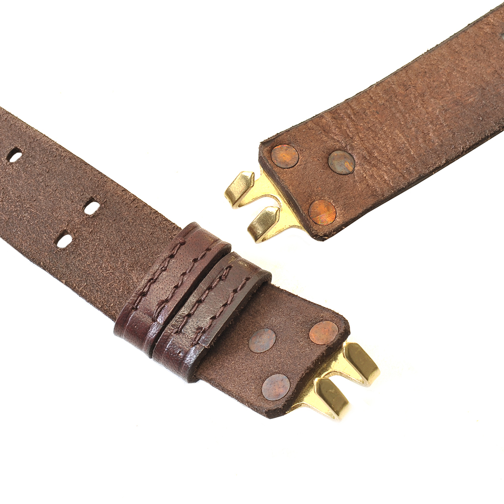 M1907 Military Leather Rifle Sling Brass Hardware Dated 1942 1.25" wide-img-3