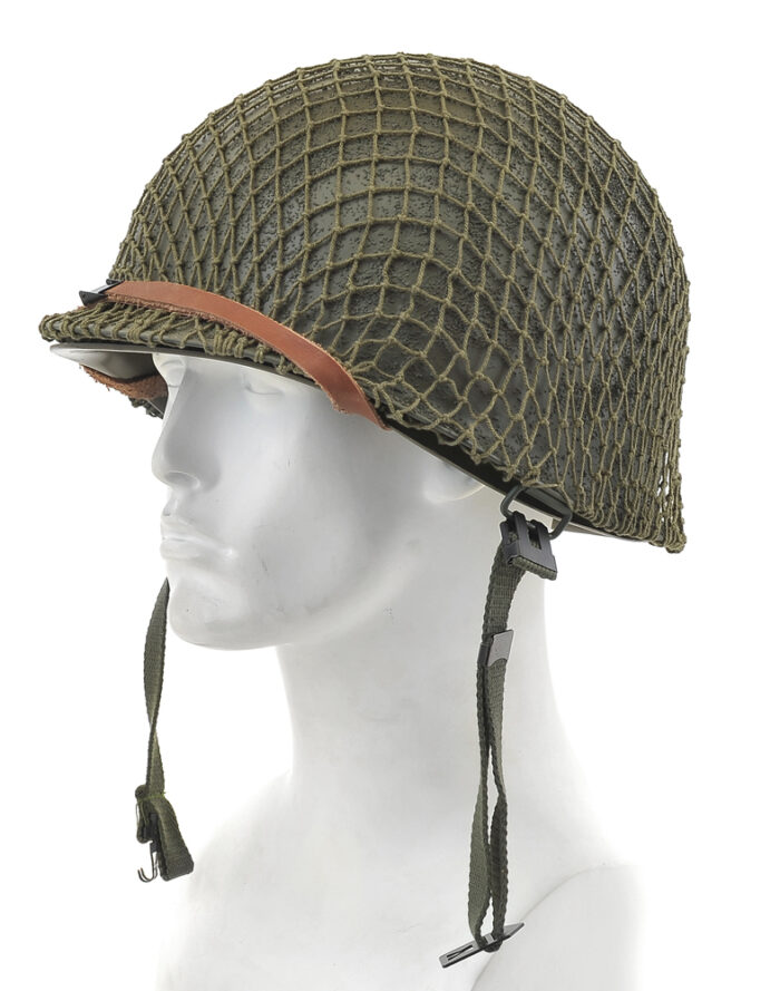 US M1 Steel Pot Helmet with Liner and Net - REPRO