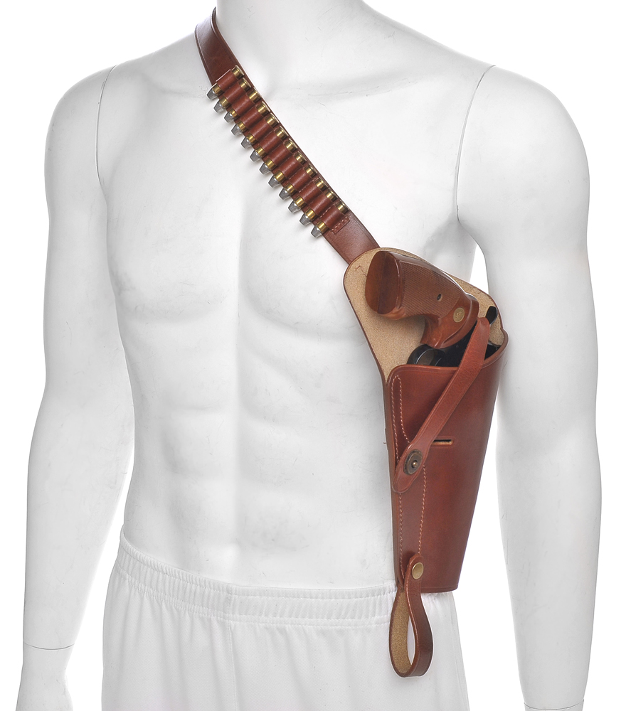 Brown Leather Shoulder Holster Shell loops fits GP100, Python and Model 686-img-0