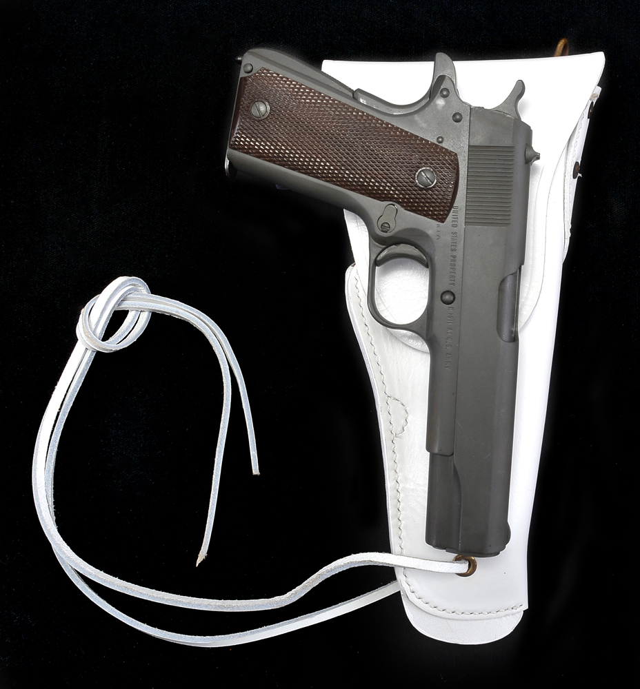 US WW2 M1916 COLT 1911 .45 Holster White Leather-img-5