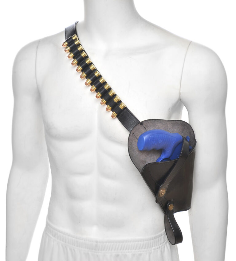 Black Leather Shoulder Holster with Shell loops fits Smith & Wesson