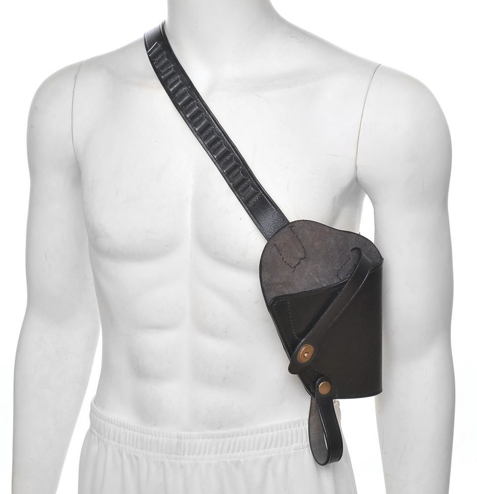 Black Leather Shoulder Holster with Shell loops fits Public Defender Poly-img-4