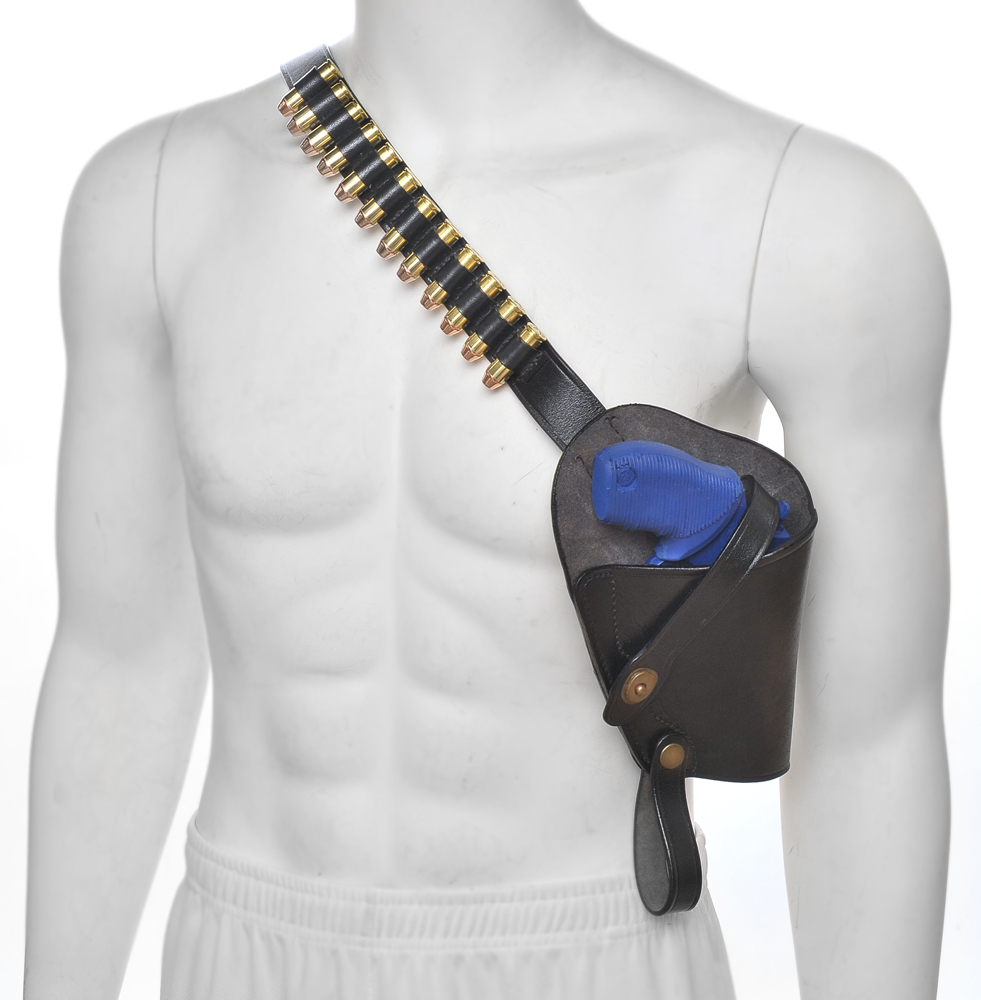 Black Leather Shoulder Holster with Shell loops fits Public Defender Poly-img-0