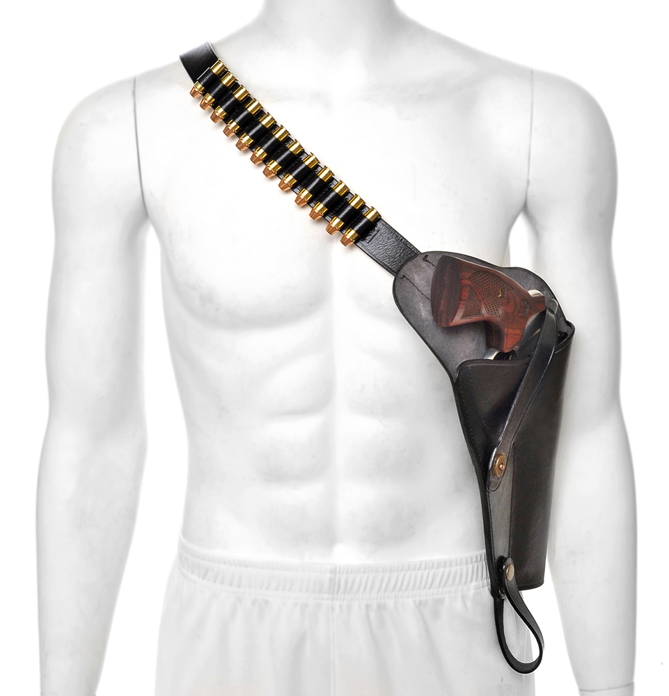 Black Leather Shoulder Holster With Shell Loops Fits S&W 629 N Frame 44 Mag-img-0