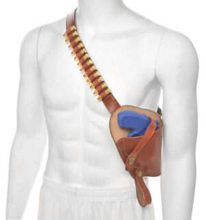 Brown Leather Shoulder Holster with Shell loops fits Taurus Judge Public Defender Poly