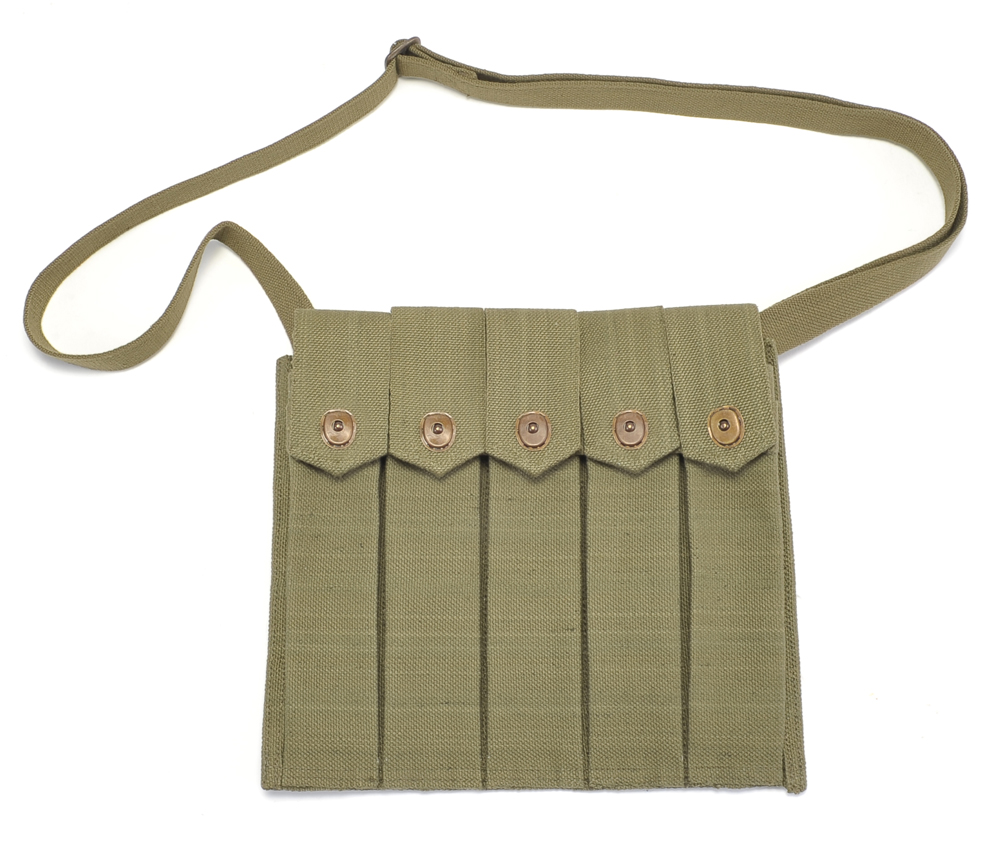 WW2 Rigger Made Thompson 5 Cell Magazine Pouch with Strap Marked JT&L 1944-img-4